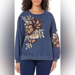 Tru Luxe Jeans Women's Applique and Embroidered Slub Knit Top